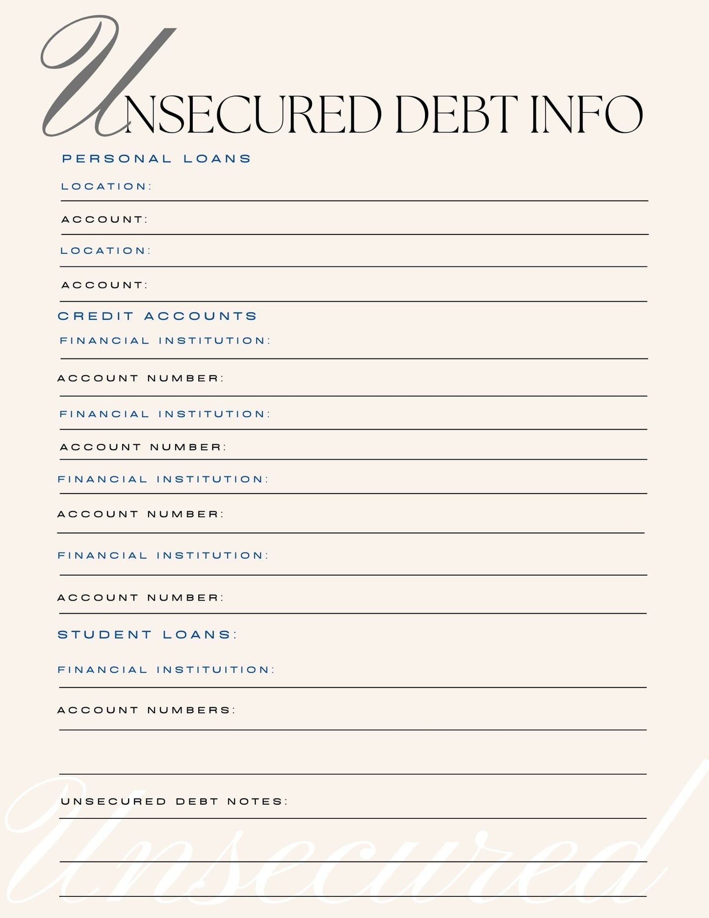 Personal Affairs Planner