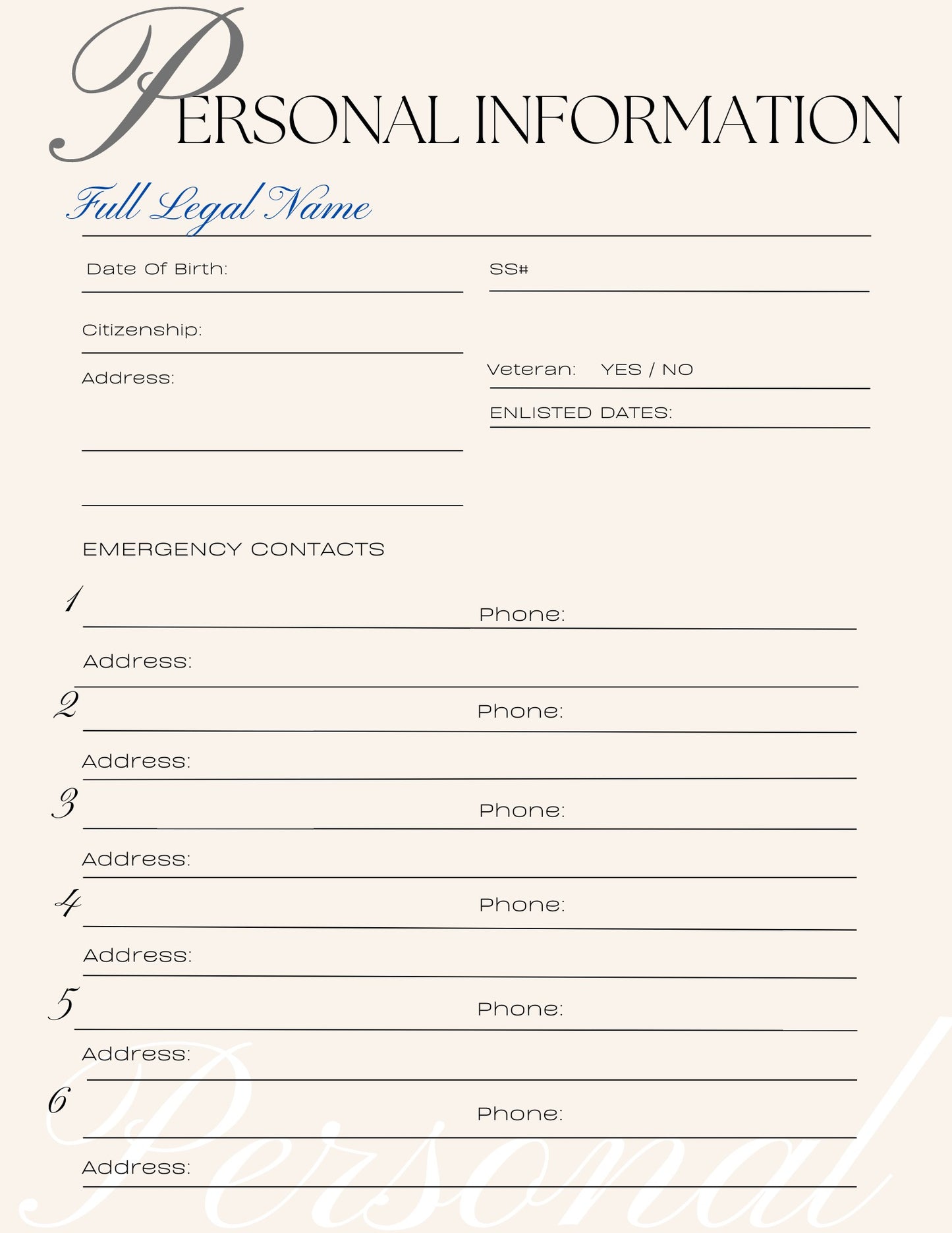 Personal Affairs Planner