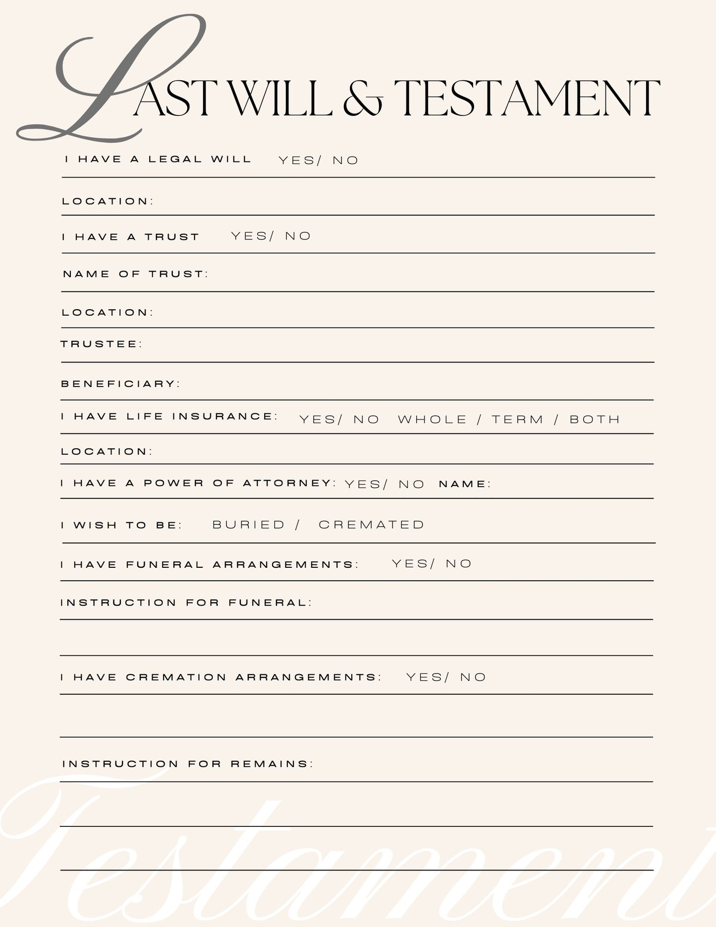 Personal Affairs Planner