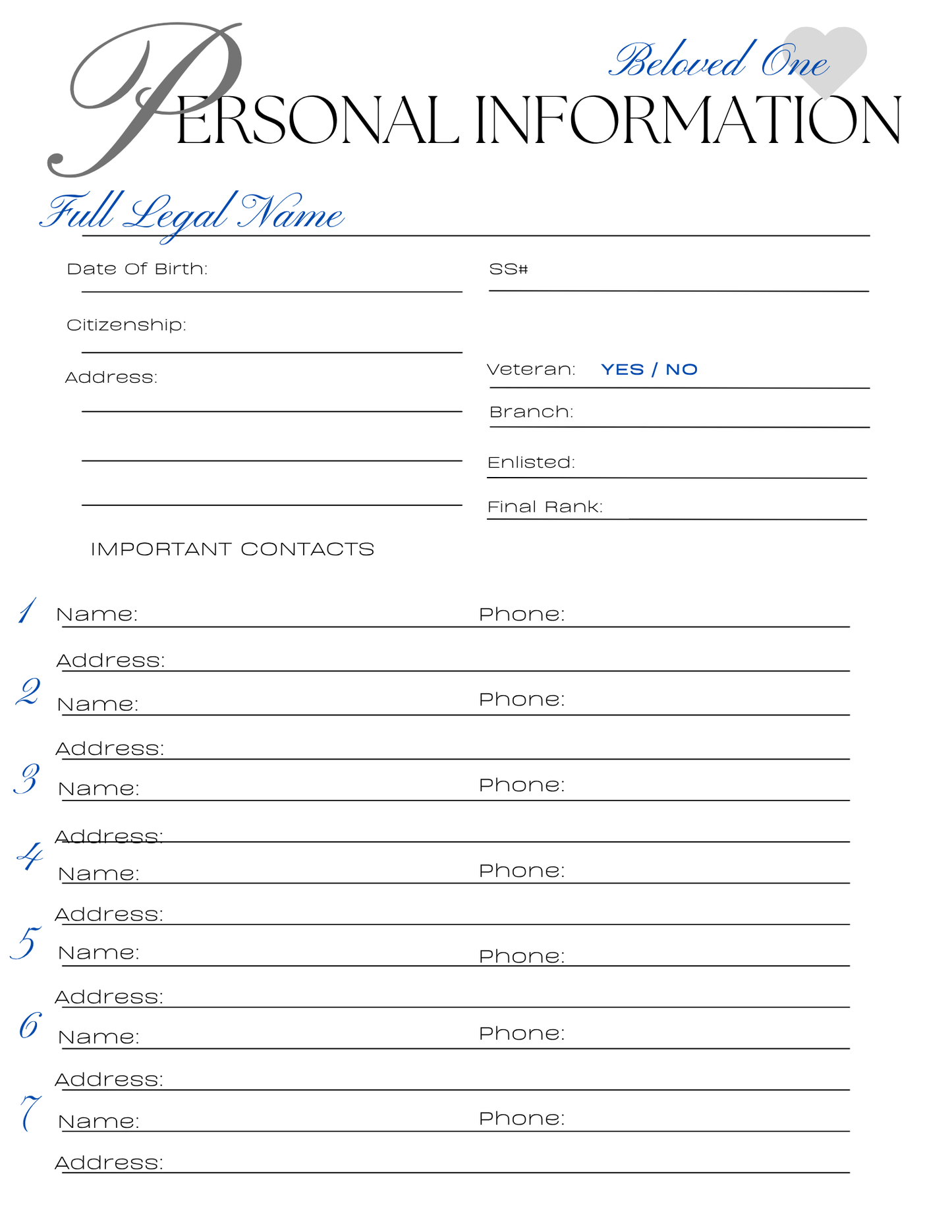 Personal Affairs Planner