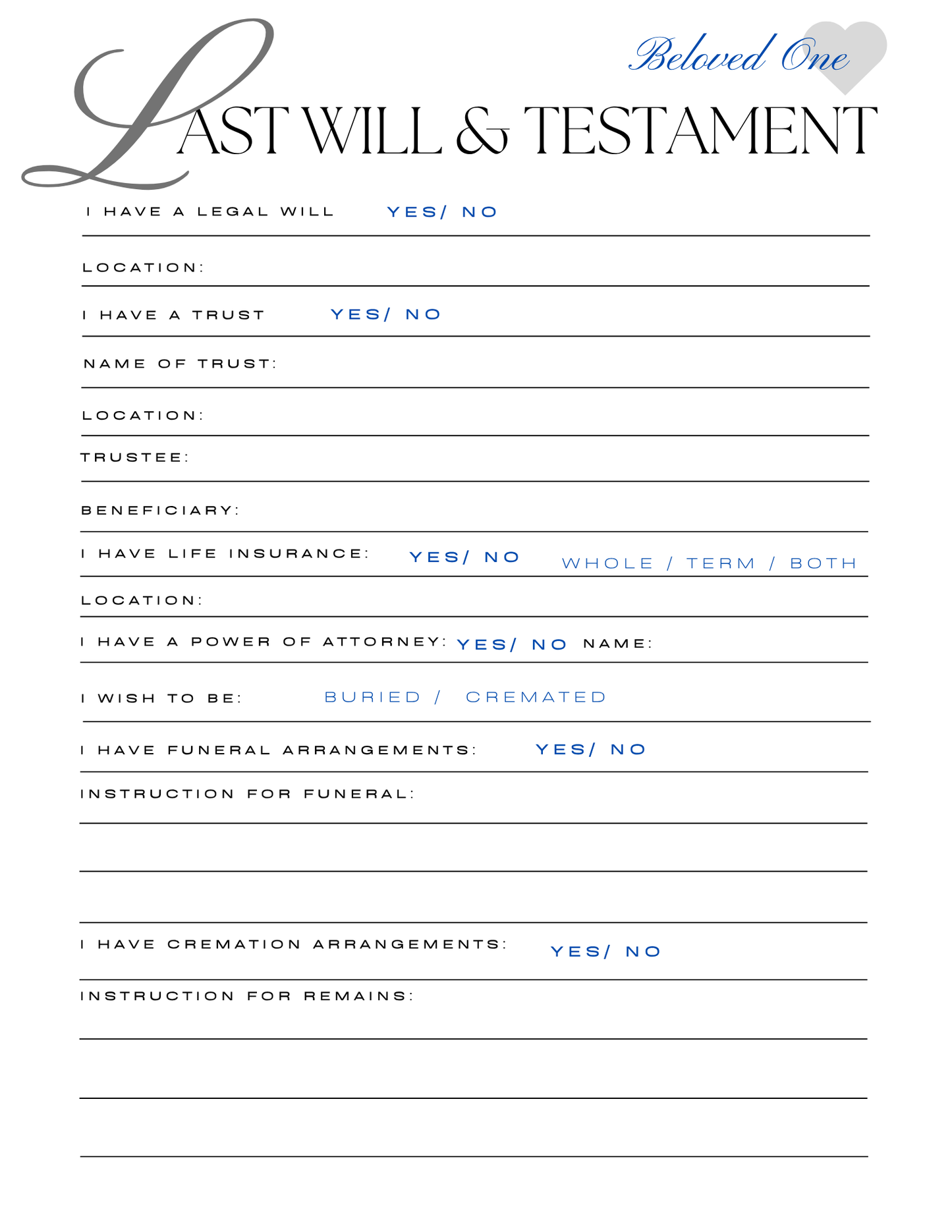 Personal Affairs Planner